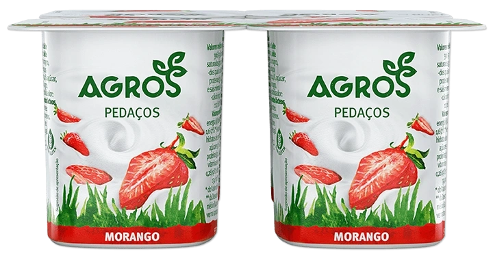iogurte agros pedaços morango
